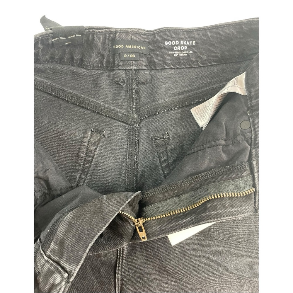 GOOD AMERICAN Good Skate Black High-Rise Cropped Loose Leg Wmn’s Size 2 / 26 NWT - Picture 5 of 7
